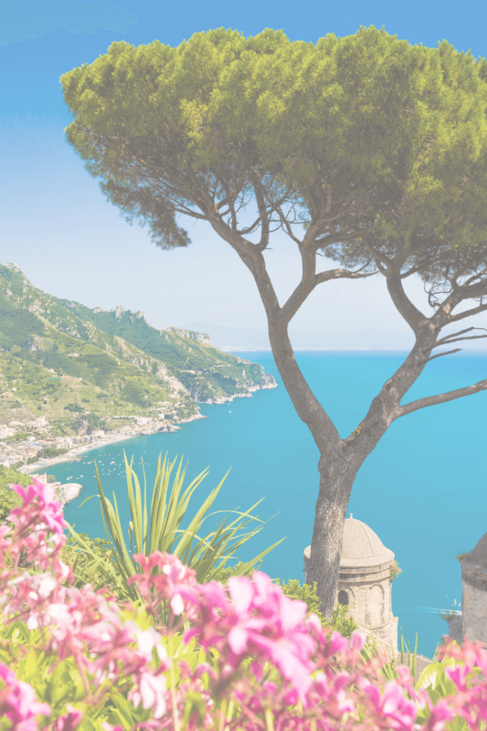 South Italy coast with flowers