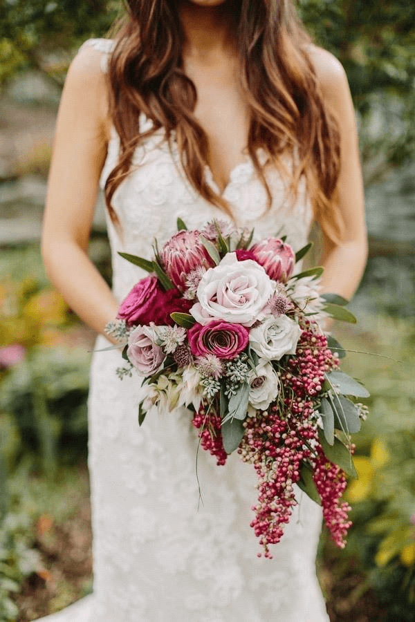Bride with cascade bouquet