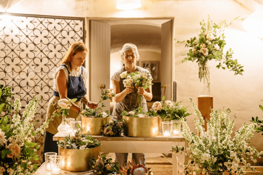 flower bar at a wedding