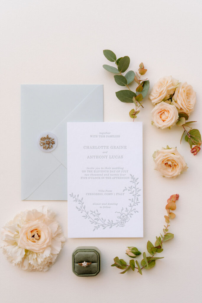 Italian style wedding stationery