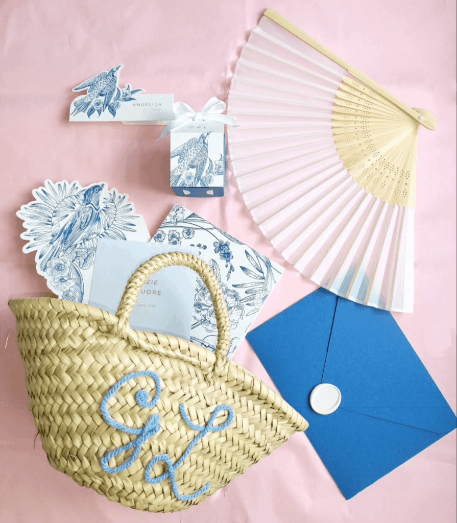 wedding stationery with personalized bag